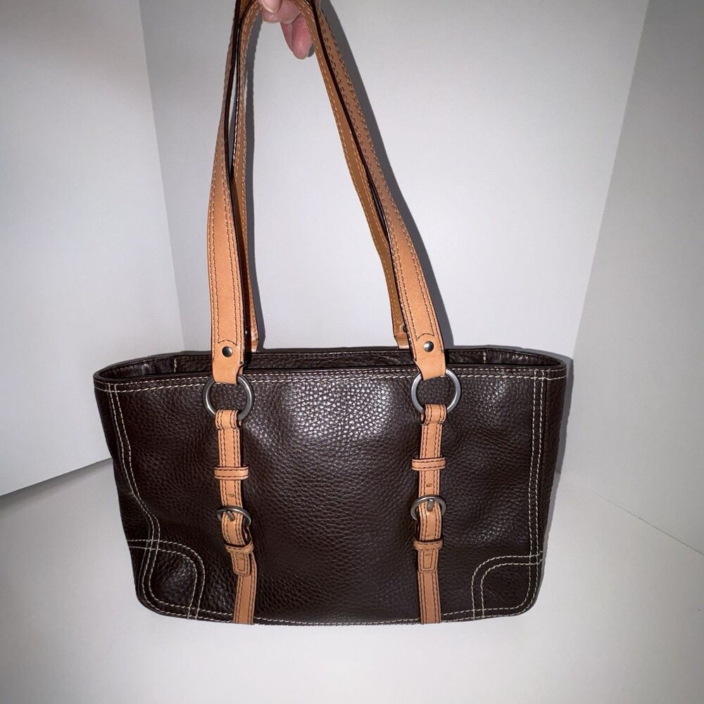 Coach Chelsea Bag Brown Pebbled Leather #F12339 Satchel Purse Tan Straps - Picture 9 of 12